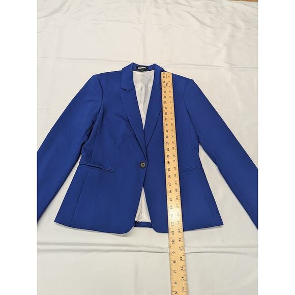 Express Women’s Classic One Button Blue Blazer Jacket Size 10 - Picture 4 of 9